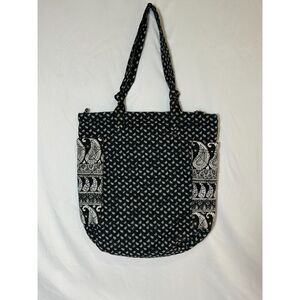 American Eagle Outfitters BOHO Hippie Black Quilted Paisley Tote Bag